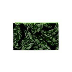 Leaves Black Background Pattern Cosmetic Bag (xs) by Simbadda