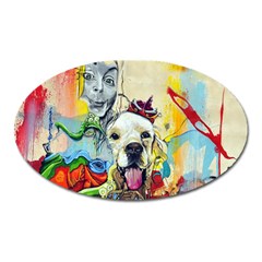 Wall Girl Dog Graphite Street Art Oval Magnet