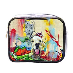 Wall Girl Dog Graphite Street Art Mini Toiletries Bag (one Side) by Simbadda