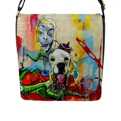 Wall Girl Dog Graphite Street Art Flap Closure Messenger Bag (l)