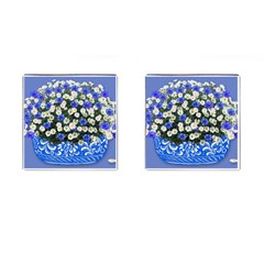 Marguerite Cornflower Vase Blossom Cufflinks (square) by Simbadda