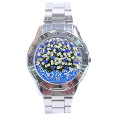 Marguerite Cornflower Vase Blossom Stainless Steel Analogue Watch by Simbadda