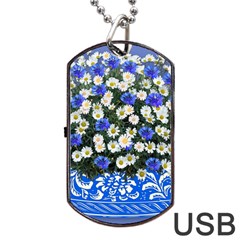 Marguerite Cornflower Vase Blossom Dog Tag Usb Flash (two Sides) by Simbadda