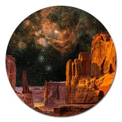 Geology Sand Stone Canyon Magnet 5  (round) by Simbadda