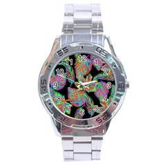 Autumn Pattern Dried Leaves Stainless Steel Analogue Watch by Simbadda