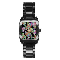 Autumn Pattern Dried Leaves Stainless Steel Barrel Watch by Simbadda