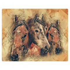 Head Horse Animal Vintage Double Sided Flano Blanket (medium)  by Simbadda