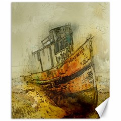 Boat Old Fisherman Mar Ocean Canvas 8  X 10  by Simbadda