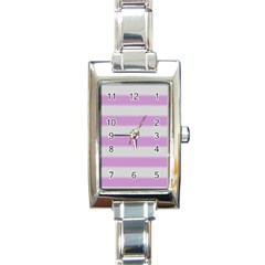 Bold Stripes Soft Pink Pattern Rectangle Italian Charm Watch by BrightVibesDesign