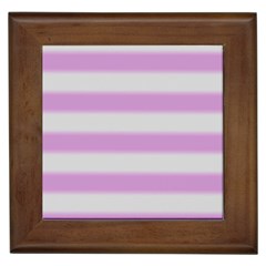 Bold Stripes Soft Pink Pattern Framed Tiles