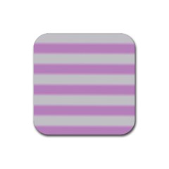 Bold Stripes Soft Pink Pattern Rubber Coaster (Square) 