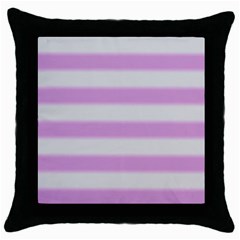 Bold Stripes Soft Pink Pattern Throw Pillow Case (Black)