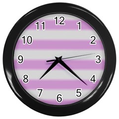 Bold Stripes Soft Pink Pattern Wall Clock (Black)