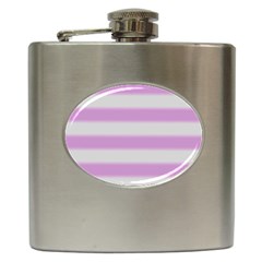 Bold Stripes Soft Pink Pattern Hip Flask (6 Oz) by BrightVibesDesign
