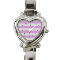 Bold Stripes Soft Pink Pattern Heart Italian Charm Watch by BrightVibesDesign