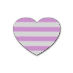 Bold Stripes Soft Pink Pattern Rubber Coaster (Heart) 