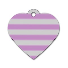 Bold Stripes Soft Pink Pattern Dog Tag Heart (Two Sides)