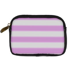 Bold Stripes Soft Pink Pattern Digital Camera Leather Case by BrightVibesDesign