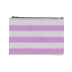 Bold Stripes Soft Pink Pattern Cosmetic Bag (Large)