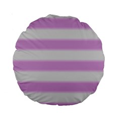 Bold Stripes Soft Pink Pattern Standard 15  Premium Round Cushions