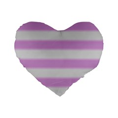 Bold Stripes Soft Pink Pattern Standard 16  Premium Heart Shape Cushions