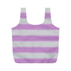 Bold Stripes Soft Pink Pattern Full Print Recycle Bag (M)