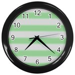 Bold Stripes Soft Green Wall Clock (Black) Front