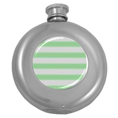 Bold Stripes Soft Green Round Hip Flask (5 Oz) by BrightVibesDesign