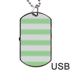 Bold Stripes Soft Green Dog Tag Usb Flash (two Sides) by BrightVibesDesign