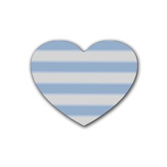 Bold Stripes Soft Blue Rubber Coaster (heart)  by BrightVibesDesign