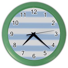 Bold Stripes Soft Blue Color Wall Clock by BrightVibesDesign