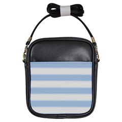 Bold Stripes Soft Blue Girls Sling Bag by BrightVibesDesign