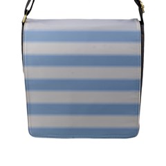 Bold Stripes Soft Blue Flap Closure Messenger Bag (l) by BrightVibesDesign