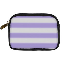 Bold Stripes Soft Purple Pattern Digital Camera Leather Case by BrightVibesDesign