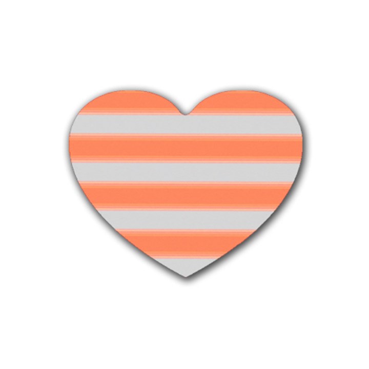 Bold Stripes Orange pattern Rubber Coaster (Heart) 