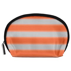 Bold Stripes Orange Pattern Accessory Pouch (large) by BrightVibesDesign