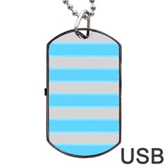 Bold Stripes Turquoise Pattern Dog Tag Usb Flash (two Sides) by BrightVibesDesign