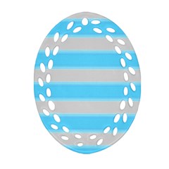 Bold Stripes Turquoise Pattern Oval Filigree Ornament (two Sides) by BrightVibesDesign