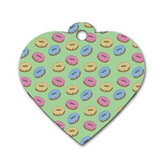 Donuts Pattern Dog Tag Heart (one Side) by Valentinaart