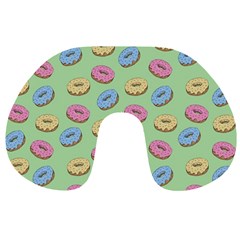 Donuts Pattern Travel Neck Pillows by Valentinaart