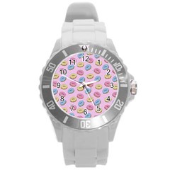 Donuts Pattern Round Plastic Sport Watch (l) by Valentinaart