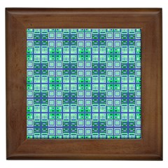 Mod Blue Green Square Pattern Framed Tiles