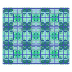 Mod Blue Green Square Pattern Double Sided Flano Blanket (small) 