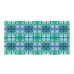 Mod Blue Green Square Pattern Satin Wrap