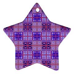 Mod Purple Pink Orange Squares Pattern Ornament (star)