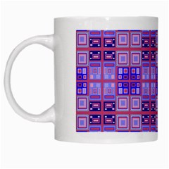 Mod Purple Pink Orange Squares Pattern White Mugs