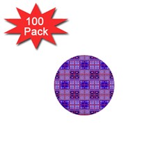 Mod Purple Pink Orange Squares Pattern 1  Mini Buttons (100 Pack) 