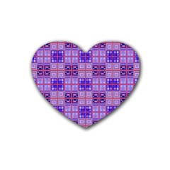 Mod Purple Pink Orange Squares Pattern Rubber Coaster (heart) 