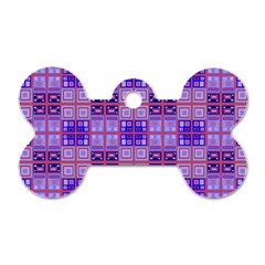 Mod Purple Pink Orange Squares Pattern Dog Tag Bone (one Side)