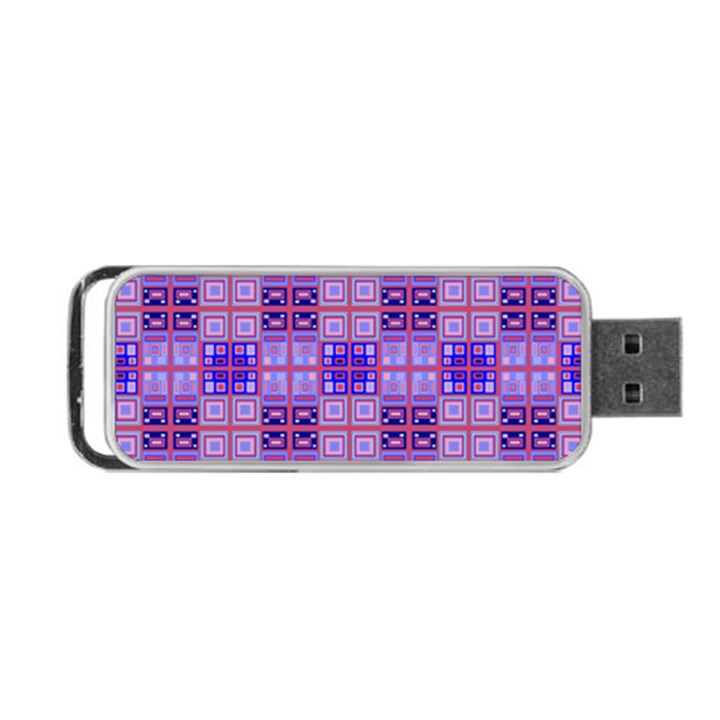 Mod Purple Pink Orange Squares Pattern Portable USB Flash (Two Sides)